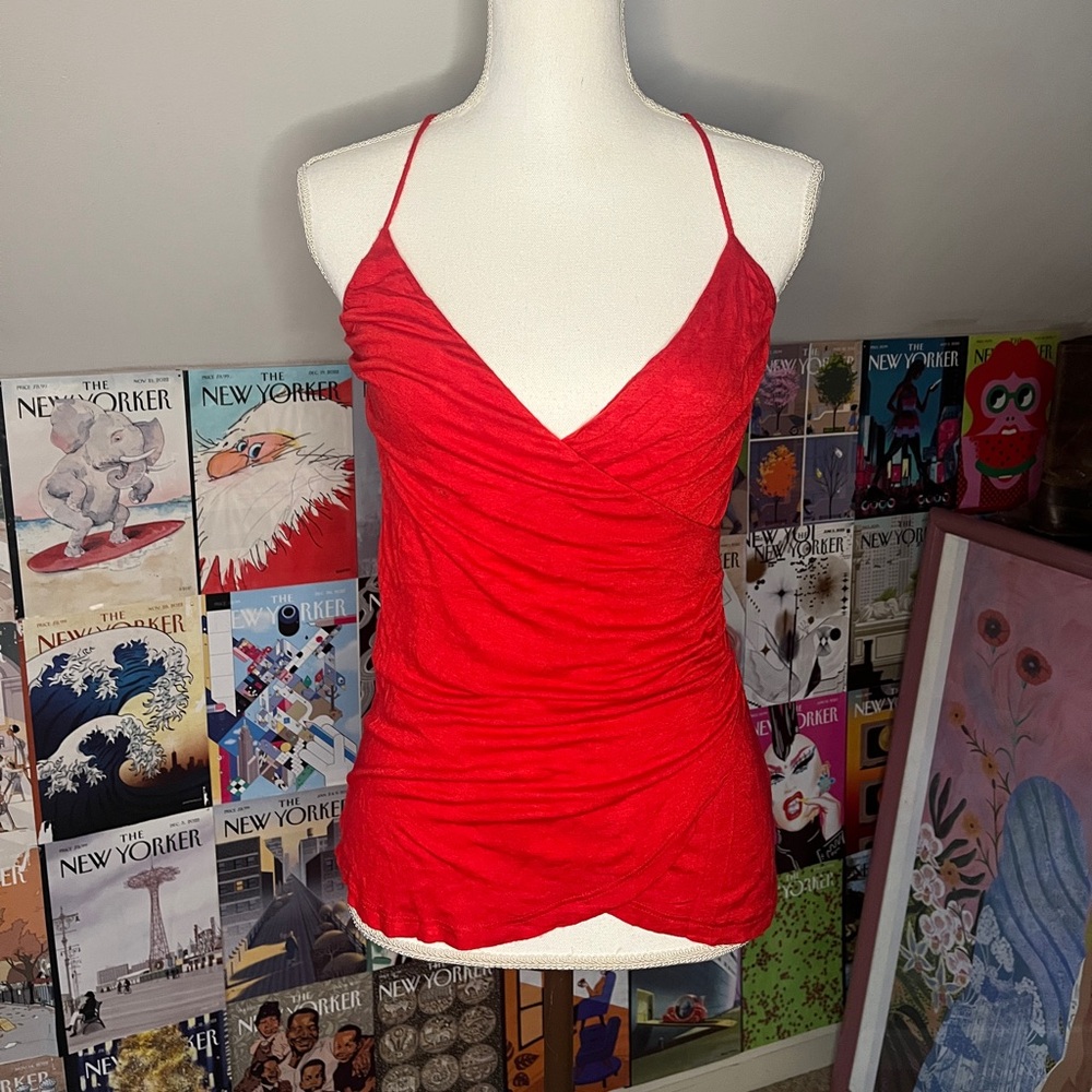 Daydreamer Crimson Ruched Wrap-Front Camisole